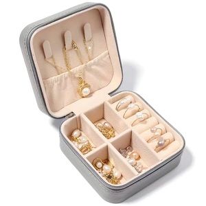 Portable Gray travel Jewelry Box New